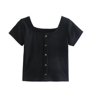 New Design Fashionable Casual <b>Ladies</b> <b>Short</b> <b>Sleeve</b> Plain T Shirts Women <b>Tops</b> 2025 - Product Image 5