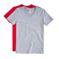 T-shirt décontracté confortable et respirant, col en V, coupe ajustée, en jersey, séchage rapide, teint en fil, service OEM disponible