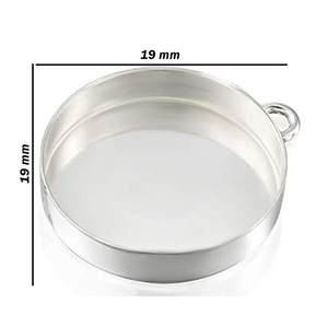 Cadre vierge de 19 MM, lunette unie, montage de tasse, argent massif 925, plus grand charme de pince, recherche Fine, accessoires de bijoux - Product Image 1