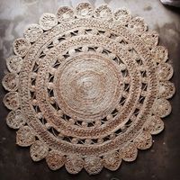 Handmade Woven Carpets for Living Room Pure Natural Plant Fiber Rugs Round Pastoral Carpet Home Decor Rags Jute Mats Door