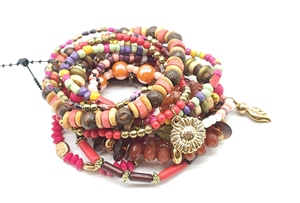 Hot Selling 10pc pack Wood and Mixed Beads <b>charm</b> bracelet Set for women accessories Women Fashion from India. - Product Image 5