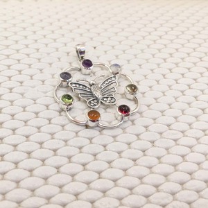 925 argent bijoux faits à la main pendentifs cabochon en argent pendentifs ronds 925 Sterling Chakra papillon pendentifs en argent sterling 925 - Product Image 2