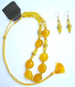 Collier en pierre et boucle d'oreille en onyx jaune et exportateur de pierres semi-précieuses - Product Image 1