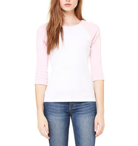 เสื้อยืดแขนสามส่วนทรงแร็กแลนแฟชั่นใหม่สำหรับผู้หญิง ดีไซน์เซ็กซี่ สั่งทำได้ตามแบบ (OEM) ใส่สบาย สไตล์สปอร์ต สองสี - Product Image 2