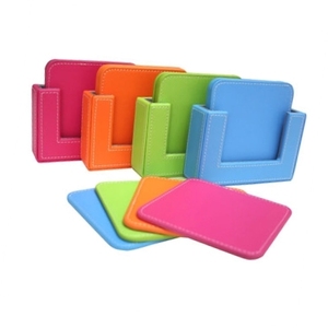 Posavasos de cuero genuino, juego de posavasos con varios colores para bebidas, venta al por mayor - Product Image 1
