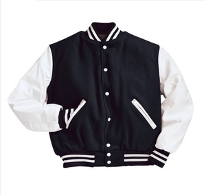 Chaqueta de algodón Varisty con manga de cuero para hombre, estilo elegante personalizado, venta al por mayor - Product Image 1