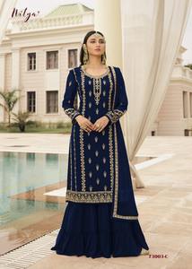 Dernier modèle de costume Salwar Plazzo brodé de style indien et pakistanais pour femmes, idéal pour les mariages et les fêtes - Product Image 4