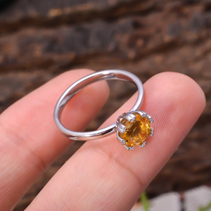 November birthstone 2.1กรัมแหวนที่สวยงาม Citrine ธรรมชาติ92.5แหวนเงินแท้ดีไซน์เรียบง่ายล่าสุด - Product Image 2