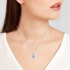 <b>Top</b> Wholesaler Purple Amethyst Natural Gemstone Pendant Pure Solid 925 Sterling Silver Round Disc Charm <b>Chain</b> Necklace Jewelry - Product Image 6