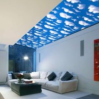 Panel de Pared con Diseño de Cielo Azul y Nubes, 250 mm de Ancho, Laminado, con Ranura y Lengüeta, Techo de PVC