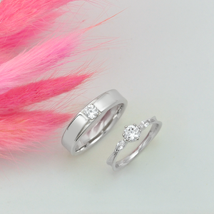 Anneaux de fiançailles romantiques pour couples en argent sterling 925 avec zircon, pour mariage, anniversaire, fête et cadeau, haute qualité, unisexe - Product Image 3