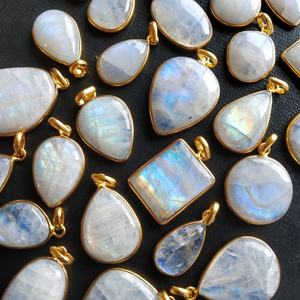 Csja — collier pendentif en pierre de lune arc-en-ciel naturelle, lustre en forme de goutte - Product Image 2