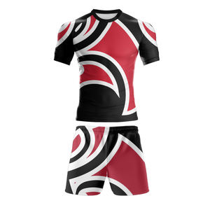 Maillot et short de rugby personnalisés Rouge Noir Sublimé Respirant Confortable Teamwear avec Logo Personnalisé Taille Design Set Style - Product Image 1