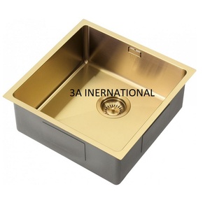 Fregadero de cocina de forma cuadrada de cocina de metal pulido brillante para fregadero de lavado debajo del fregadero de cocina de montaje con escurridor - Product Image 3