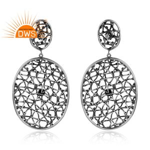 Dernière conception argent sterling oxydé naturel Arizona Turquoise pierre précieuse filigrane treillis métallique boucle d'oreille fabricant de bijoux - Product Image 4