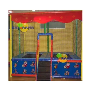双迷你方形蹦床为孩子3x2x2.5米，篮板蹦床
