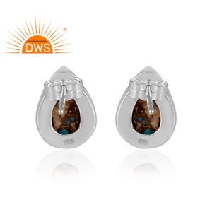 Designer Fine Sterling Silver Natural Mojave Copper Oyster <b>Turquoise</b> Gemstone <b>Stud</b> <b>Earring</b> Jewelry Manufacturer - Product Image 4