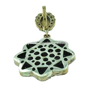 Pendentif multi-pierres avec rubis, émeraude et pierres CZ, argent sterling 925, bijoux unisexe - Product Image 4