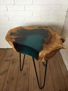 โต๊ะข้างขาขาทำจากเรซินอีพ็อกซี่สีเทอร์ควอยส์เฟอร์นิเจอร์หรูหราสไตล์ทันสมัยทันสมัย - Product Image 3