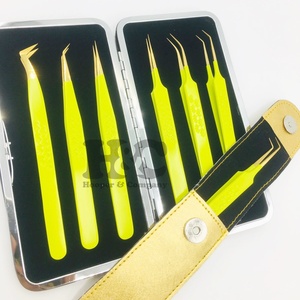 Pinzas de alta calidad Pinzas para pestañas Visón sostenible Punta dorada Pinzas para extensión de pestañas Mango de pestañas de acero inoxidable Logotipo personalizado - Product Image 4