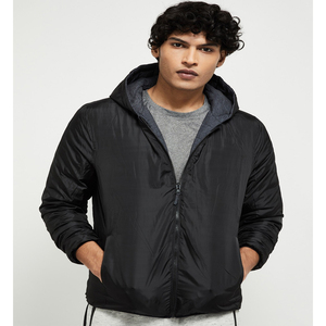 Wholesale Custom Logo <b>Winter</b> Blank Black Reversible Hooded Waterproof <b>Thick</b> Cotton Filled Men Bomber Jackets & <b>Coats</b> - Product Image 2