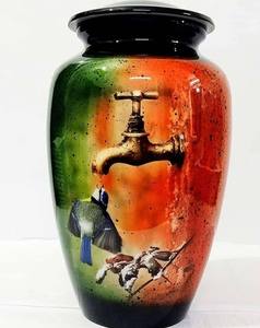 Urna funeraria para almacenamiento de recuerdos, de estilo americano urnas de metal y aluminio, suministros funerarios de forma redonda multicolor - Product Image 3