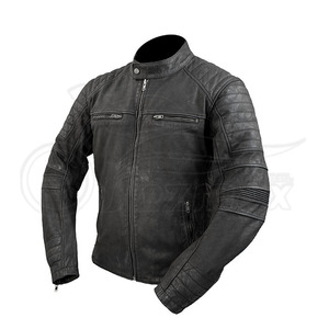 Men's Leather Jacket For Biker <b>Distressed</b> Genuine Lambskin <b>Top</b> - Product Image 4