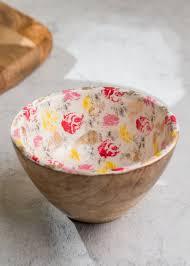 Bols de service en bois bol à salade ondulé avec bol imprimé en émail pour taille personnalisée prix bon marché et utilisation manuelle - Product Image 5