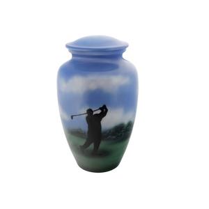 Urna para adultos de cremación impresa con tema de Golf, urna de aluminio para cenizas funerarias modernas personalizadas a un precio asequible - Product Image 1
