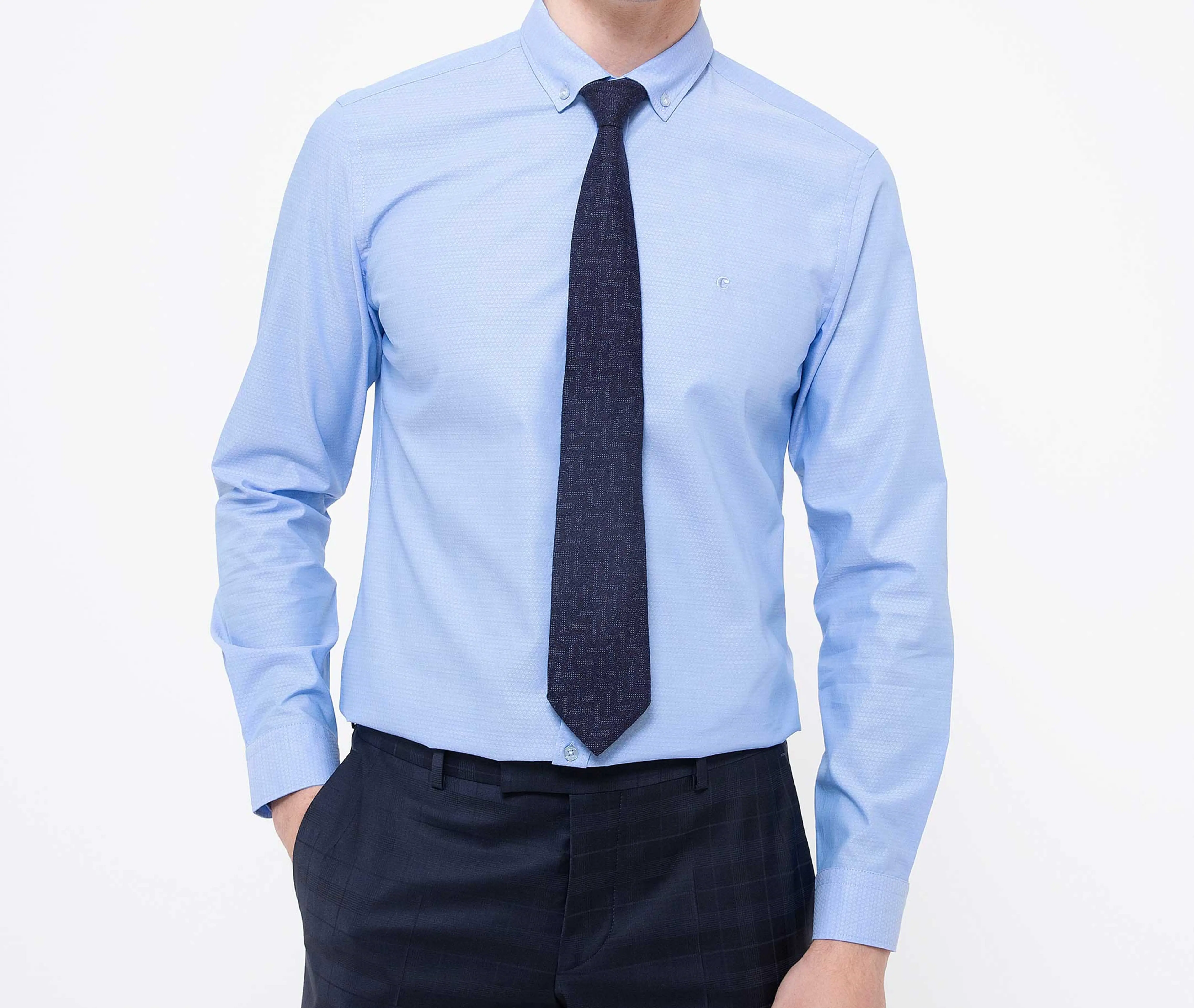 Elegant Men's Business 2021 Groom White Shirts High Quality %100 Cotton Blue Classic Men Dress