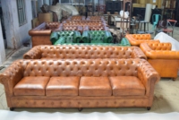Sofá Cama Chesterfield Moderno de Alta Calidad, 3 Plazas, Cuero Genuino, Extensible, para Muebles de Hogar, Hoteles y Decoración, Fabricante
