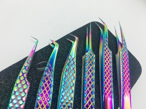 Lash Nhíp Cầu Vồng Nhiều Màu Titan Tráng Bền Vững Thép Không Gỉ Kim Cương Grip Tay Thử Nghiệm Lông Mi Tweezer - Product Image 3