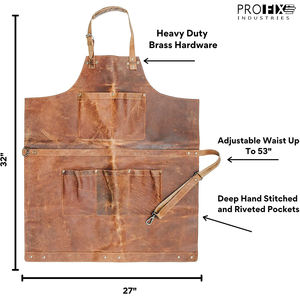 Toile de cire à l'huile avec tablier sans manches en cuir pour barbecue en plein air pour jardinage - Product Image 2