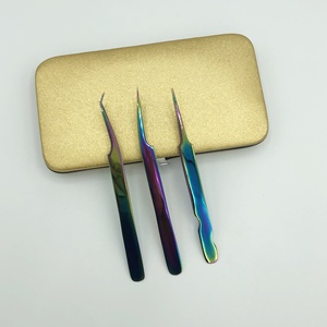 แหนบต่อขนตาไทเทเนียมปรับแต่งโลโก้ได้ตามต้องการตัวจับที่แข็งแรงสีรุ้งสแตนเลสปลายแหลมไฟเบอร์ - Product Image 4