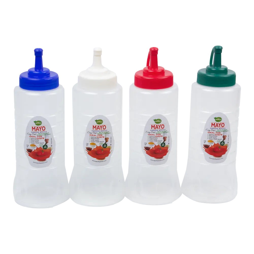 Afro-bouteille en plastique facile à presser, 1000ml, sans BPA, avec couvercle, bouteille multi-usage pour le ketchup et les sauces