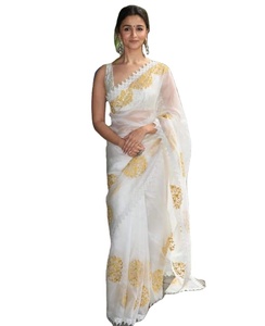 Sram Georgette brodée avec paillettes pour femmes, 2020, avec bordure en dentelle fantaisie, style indien, meilleur prix, vente en gros - Product Image 2