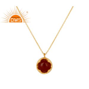 อินเดียทำด้วยมือชุบทองเงินสเตอร์ลิงจี้สร้อยคอเครื่องประดับผู้ผลิตสีแดงธรรมชาติพลอยนิลสร้อยคอผู้ค้าส่ง - Product Image 1