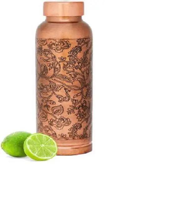 Best quality 100% Pure Copper Bottle with prints Antique Handmade Leak Proof Water Bottle in lowest price
