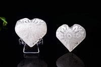 Sculpture de Sélénite en Forme de Cœur Personnalisée de Qualité Supérieure, 1,5-2 pouces, Cristal Naturel de Guérison, Écologique, Imprimée en Letterpress