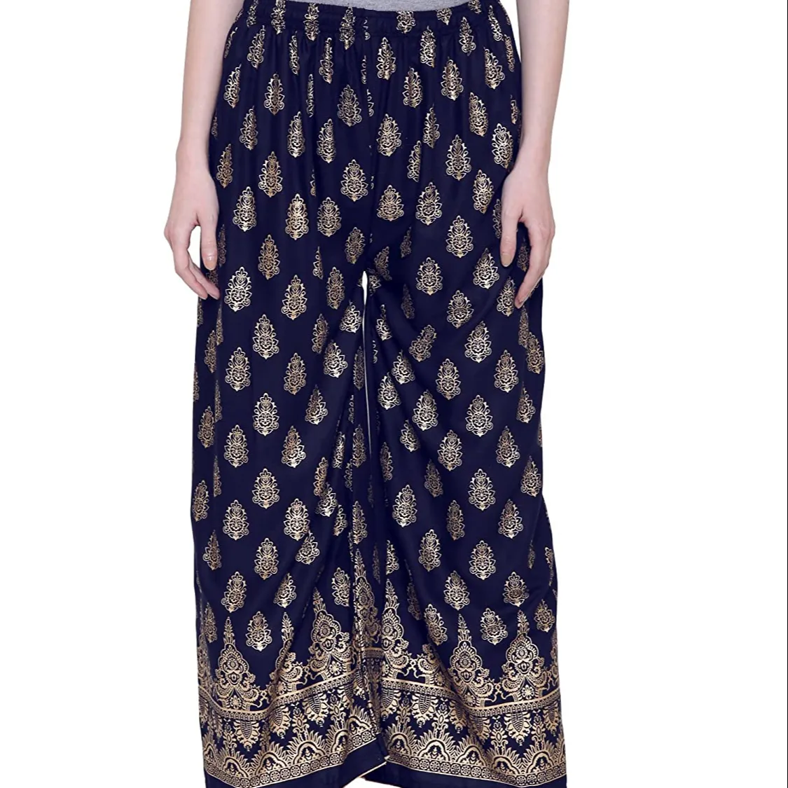 RAYON India Celana PALAZZO Cetak Emas Wanita Celana YOGA PANTALOON Yoga Celana YOGA Boho Hippie Gipsi Palazzo Grosir