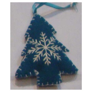 Embroidery Work Christmas Decorative Tree Shape Hanging Ornament - Product Image 1