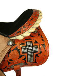 Juego de tachuelas de sillín de caballo occidental de carreras de barril de cuero genuino Premium Múltiples colores y tamaños disponibles Tamaño del asiento 14 "-18" - Product Image 6