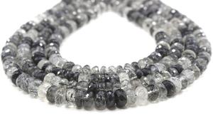 13"<b>Long</b> Strand Natural <b>Black</b> Rutile Gemstone Faceted Rondelle Stone Beads for DIY Bracelet Necklace Jewelry Making - Product Image 2