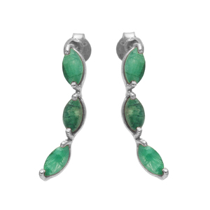 Genuine Marquise Emerald <b>Stud</b> <b>Earrings</b> Handmade <b>Earring</b> Solid 925 Sterling Silver <b>Fine</b> Fashion Jewelry Casa De Plata - Product Image 2