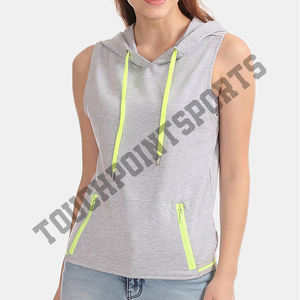 เสื้อกันหนาวครอปแขนกุดมีฮู้ดสำหรับผู้หญิง,ลายดอกไม้ - Product Image 2