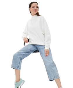 เสื้อสเวตเชิ้ตผ้าฝ้ายฟลีซลำลองสำหรับผู้หญิง ฤดูหนาว ปี 2022 ปักโลโก้ตามสั่ง คอกลม ทรงโอเวอร์ไซส์ บุซับใน เป็นมิตรกับสิ่งแวดล้อม กันลม - Product Image 3