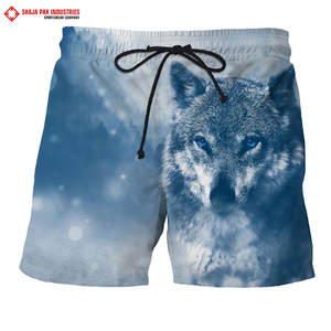 Wolf 3D Printed Black Shorts para hombres Casual Animal-Printed Fitness Pants con patrón sólido Gothic Beach Cargo Shorts - Product Image 3