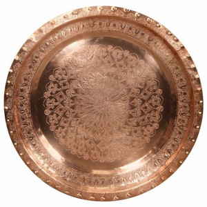 Plateau rond en aluminium coulé au sable en cuivre - Product Image 4