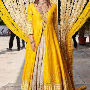 Stylish-Beautiful-Indian/Pakistani-Party-Wear-Long <b>Jacket</b> with Lehenga -Dress for Party & Wedding wear=2020 - Product Image 1