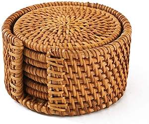 <b>Rattan</b> Coasters, Coasters Exotic Handmade Teacup Coasters in Set of 6 <b>Rattan</b> <b>Placemats</b> (Laura +84 339744190) - Product Image 3